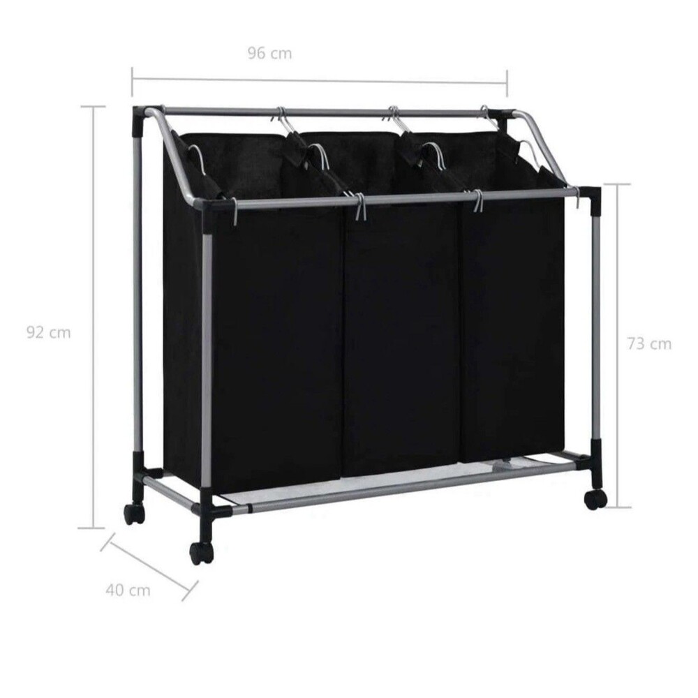 3bag Laundry Basket Hamper Laundry Sorter Cart Laundry Room Organization